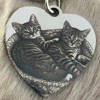 Sleutelhanger met foto-gravure van twee katten